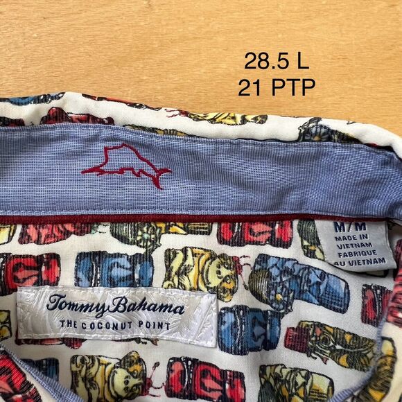 Tommy Bahama Coconut Point Shirt M Multicolor Tiki Art AOP Hawaiian Art Summer - Picture 5 of 7